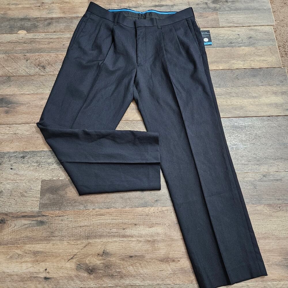 New Axist‎ Mens Pleated Moisture Wicking Blue Pants 36 x 30 Office Career Work